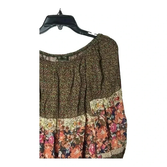 1606. ANTHROPOLOGIE FEI LONG SLEEVE SILK MATERIAL FLORAL BLOUSE SIZE SMALL GREEN - Picture 3 of 10